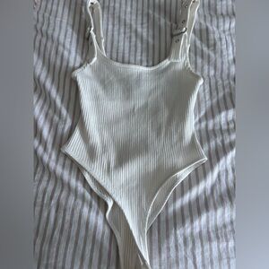 Forever 21 Cream Ribbed Kids One-Piece Bodysuit